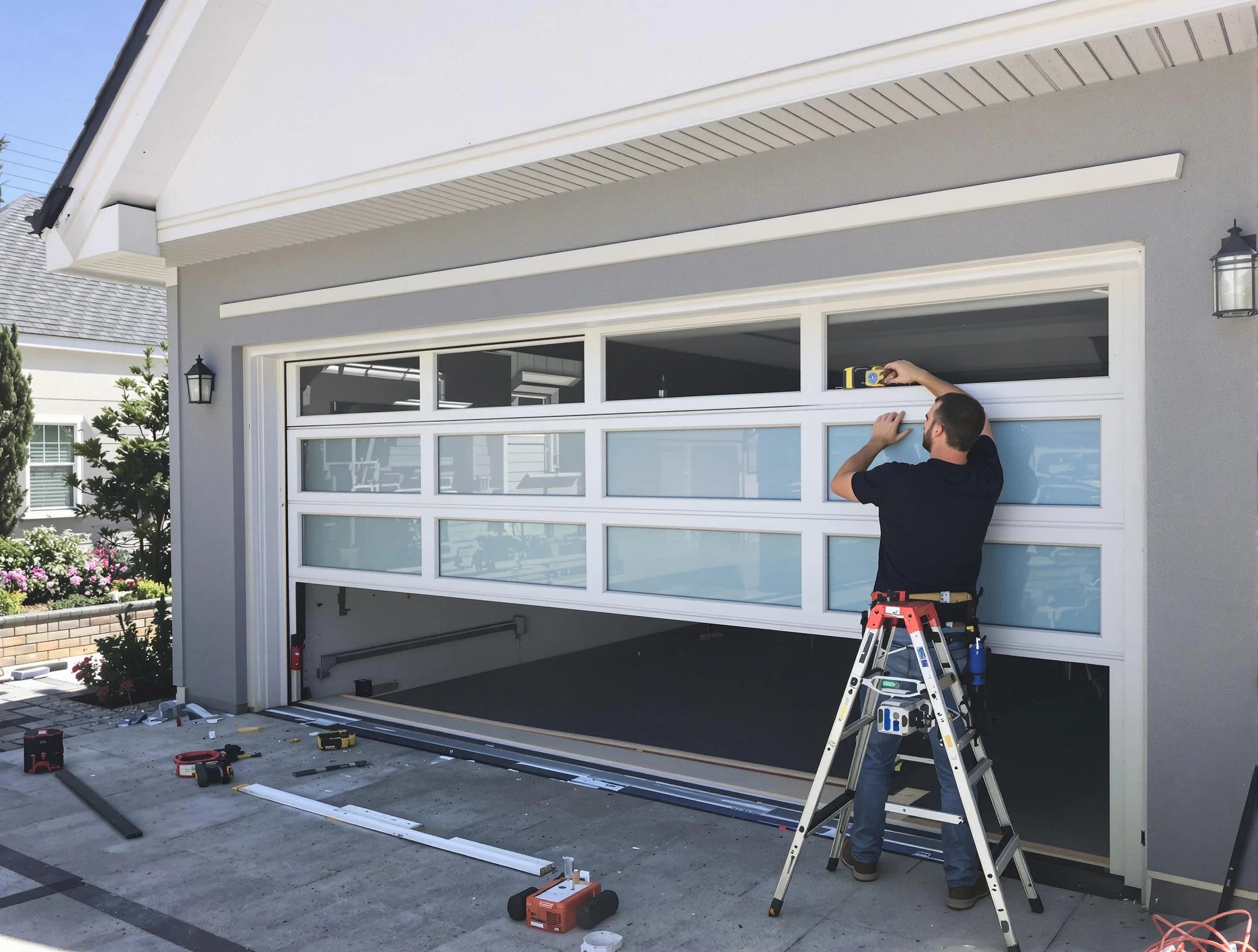 Woodstock Garage Door Repair team performing garage door replacement in Woodstock