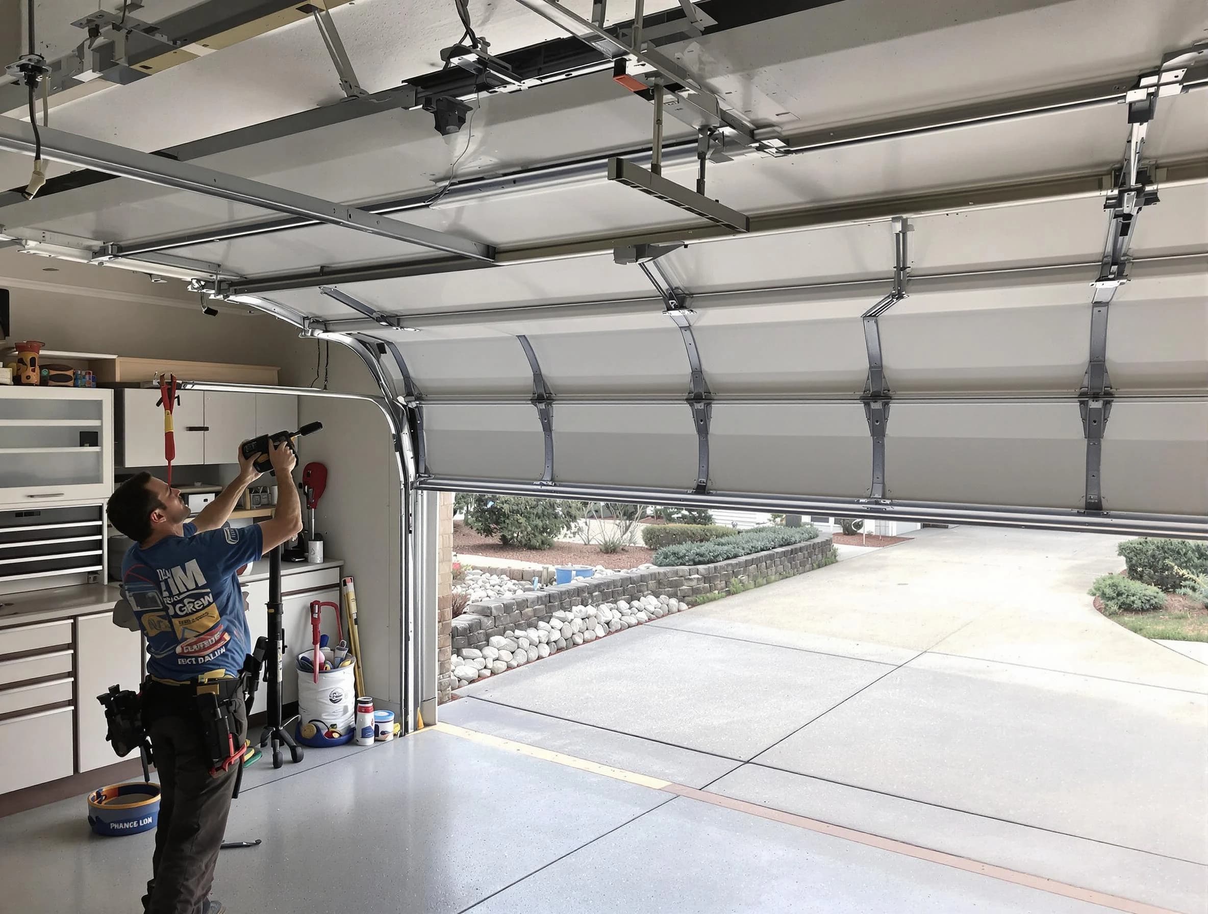 Garage door track repair service by Woodstock Garage Door Repair in Woodstock