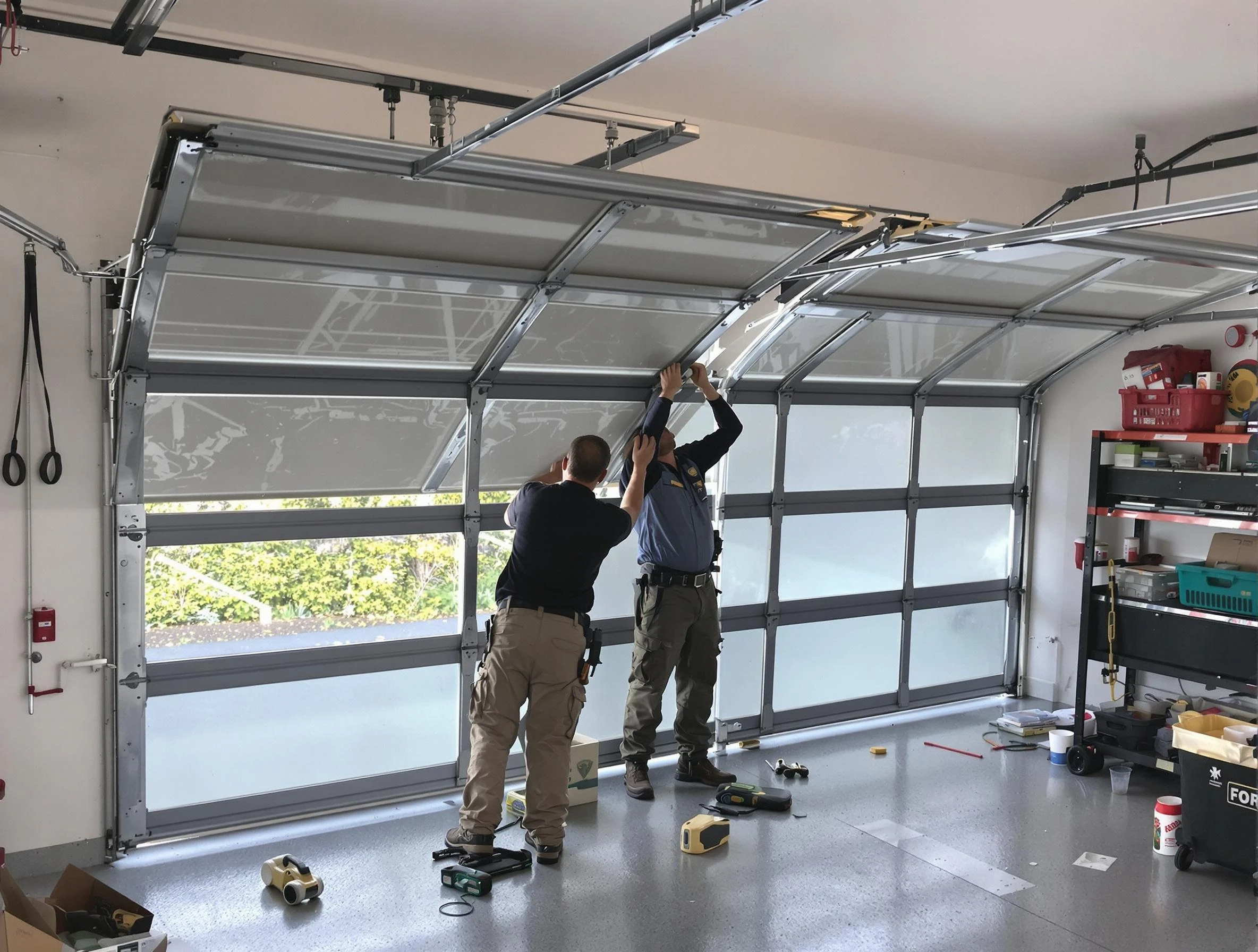 Woodstock Garage Door Repair expert performing precise panel replacement on Woodstock garage door
