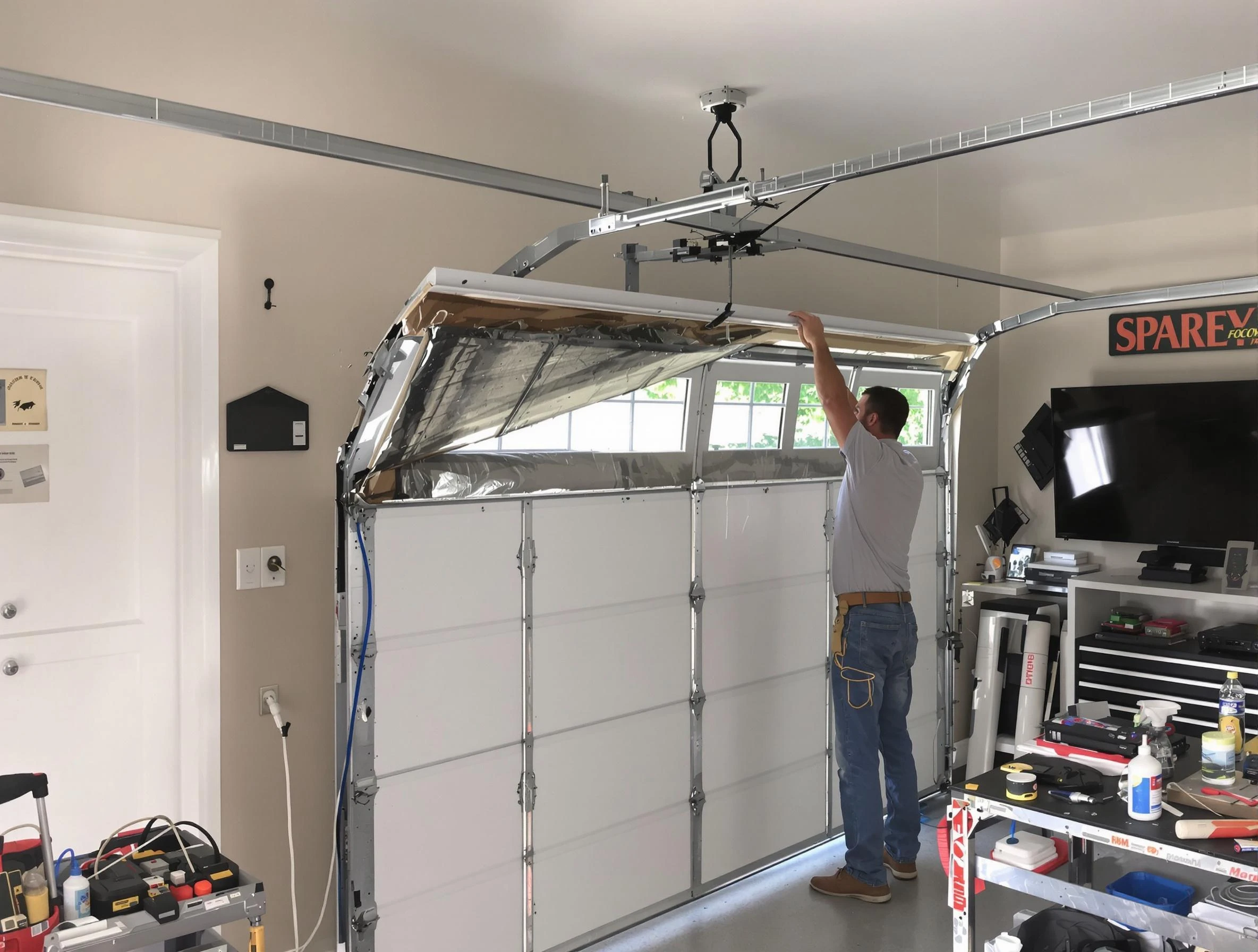 Garage door section replacement by Woodstock Garage Door Repair in Woodstock