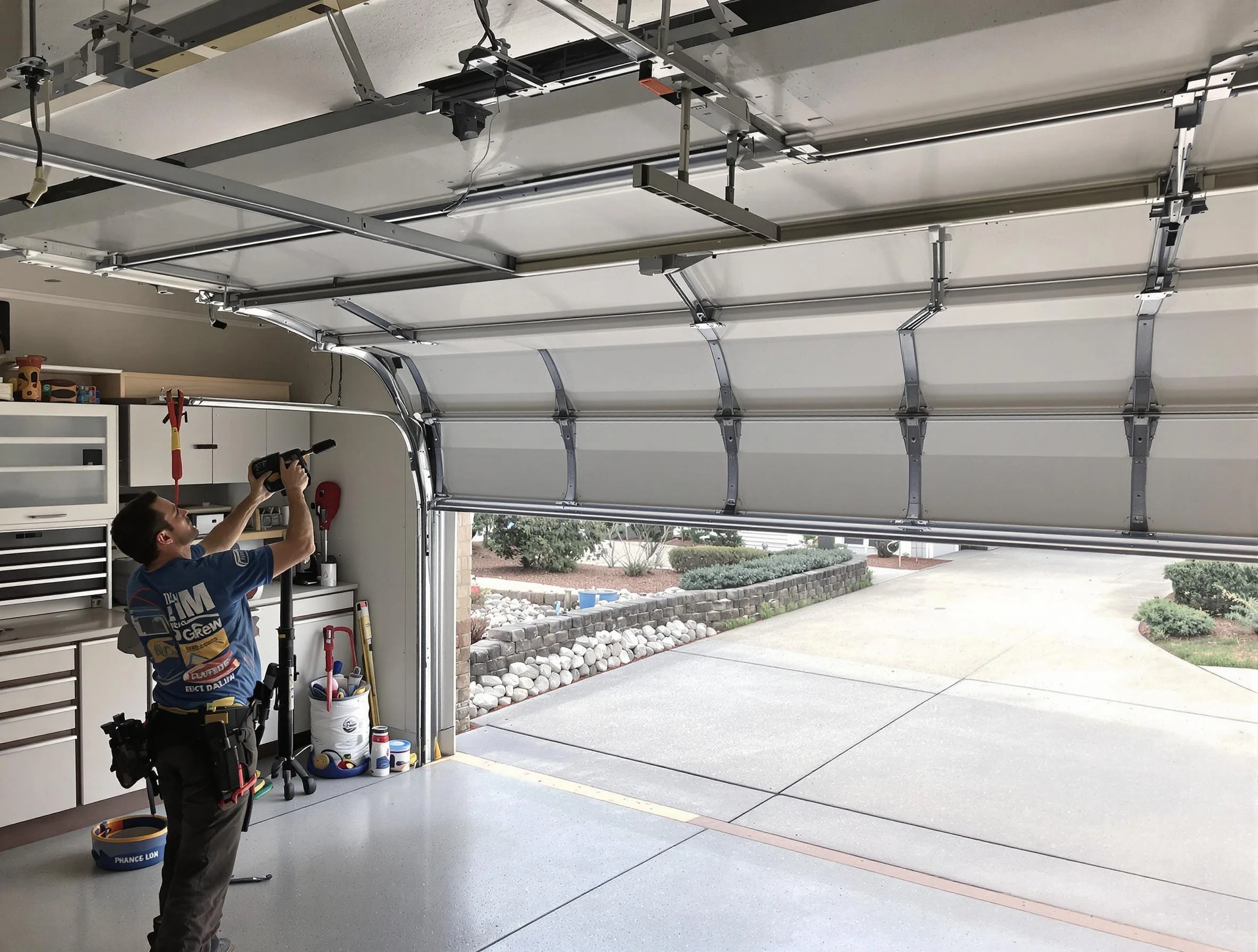 Garage door track repair service by Woodstock Garage Door Repair in Woodstock